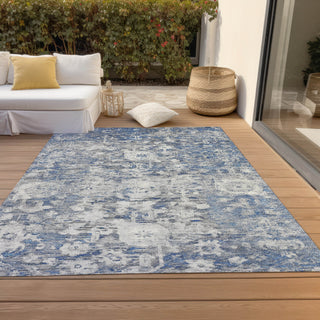 Piper Looms Chantille Formal ACN1375 Blue Machine Washable Area Rug Outdoor Lifestyle Image Feature