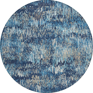 Piper Looms Chantille Stripes ACN1380 Navy Machine Washable Area Rug Round Main Image