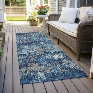 Piper Looms Chantille Stripes ACN1380 Navy Machine Washable Area Rug Runner Outdoor Lifestyle Image Feature