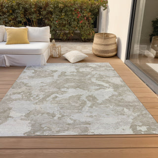 Piper Looms Chantille Modern ACN1384 Taupe Machine Washable Area Rug Outdoor Lifestyle Image Feature