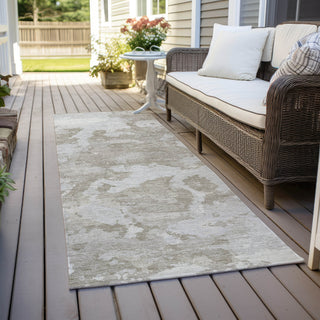 Piper Looms Chantille Modern ACN1384 Taupe Machine Washable Area Rug Runner Outdoor Lifestyle Image Feature