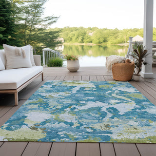 Piper Looms Chantille Modern ACN1386 Denim Machine Washable Area Rug Outdoor Lifestyle Image Feature