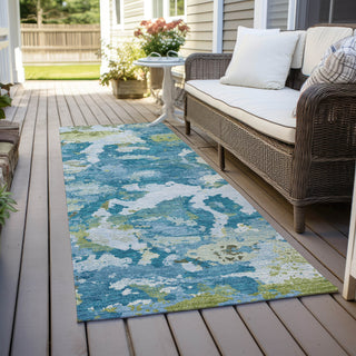 Piper Looms Chantille Modern ACN1386 Denim Machine Washable Area Rug Runner Outdoor Lifestyle Image Feature