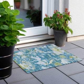 Piper Looms Chantille Modern ACN1386 Denim Machine Washable Area Rug Scatter Outdoor Lifestyle Image Feature