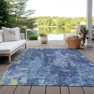 Piper Looms Chantille Modern ACN1391 Navy Machine Washable Area Rug Outdoor Lifestyle Image Feature