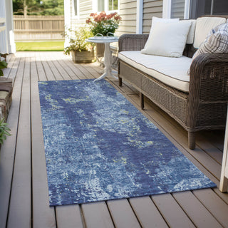 Piper Looms Chantille Modern ACN1391 Navy Machine Washable Area Rug Runner Outdoor Lifestyle Image Feature