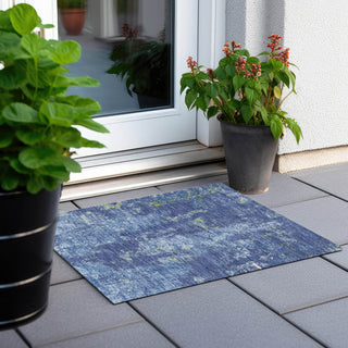 Piper Looms Chantille Modern ACN1391 Navy Machine Washable Area Rug Scatter Outdoor Lifestyle Image Feature