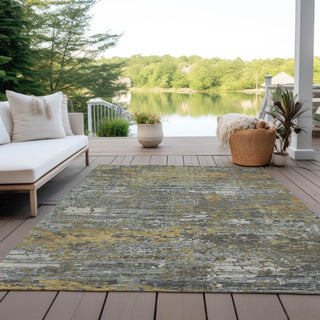 Piper Looms Chantille Modern ACN1395 Gold Machine Washable Area Rug Outdoor Lifestyle Image Feature