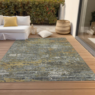 Piper Looms Chantille Modern ACN1395 Gold Machine Washable Area Rug Outdoor Lifestyle Image Feature