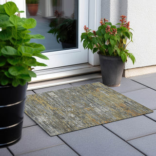 Piper Looms Chantille Modern ACN1395 Gold Machine Washable Area Rug Scatter Outdoor Lifestyle Image Feature