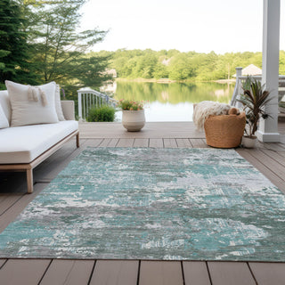Piper Looms Chantille Modern ACN1396 Seafoam Machine Washable Area Rug Outdoor Lifestyle Image Feature