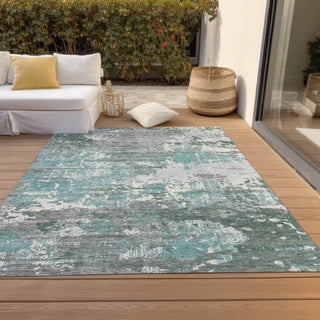 Piper Looms Chantille Modern ACN1396 Seafoam Machine Washable Area Rug Outdoor Lifestyle Image Feature