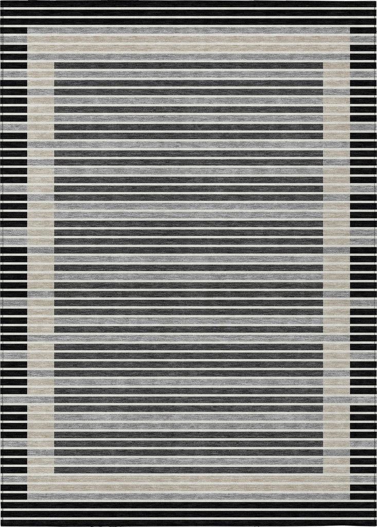 Piper Looms Chantille Stripes ACN1399 Black Machine Washable Area Rug main image