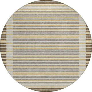 Piper Looms Chantille Stripes ACN1400 Brown Machine Washable Area Rug Round Main Image