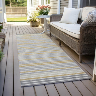 Piper Looms Chantille Stripes ACN1401 Gray Machine Washable Area Rug Runner Outdoor Lifestyle Image Feature