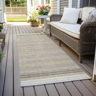 Piper Looms Chantille Stripes ACN1402 Ivory Machine Washable Area Rug Runner Outdoor Lifestyle Image Feature