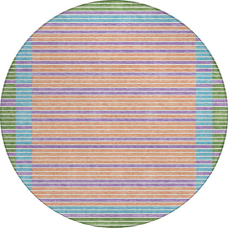 Piper Looms Chantille Stripes ACN1403 Lime Machine Washable Area Rug Round Main Image
