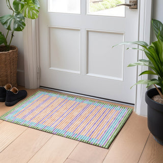 Piper Looms Chantille Stripes ACN1403 Lime Machine Washable Area Rug Scatter Lifestyle Image Feature