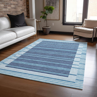 Piper Looms Chantille Stripes ACN1407 Sky Machine Washable Area Rug Lifestyle Image Feature