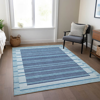 Piper Looms Chantille Stripes ACN1407 Sky Machine Washable Area Rug Lifestyle Image Feature