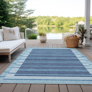 Piper Looms Chantille Stripes ACN1407 Sky Machine Washable Area Rug Outdoor Lifestyle Image Feature