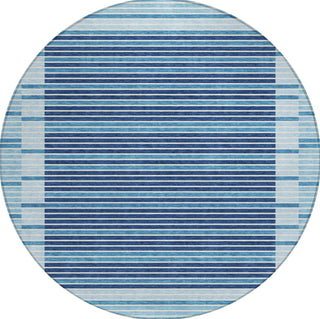 Piper Looms Chantille Stripes ACN1407 Sky Machine Washable Area Rug Round Main Image