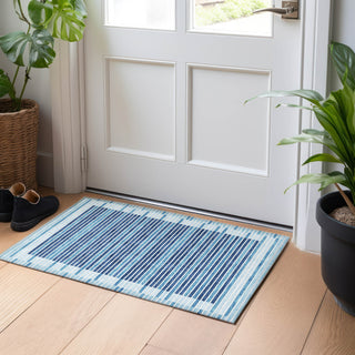 Piper Looms Chantille Stripes ACN1407 Sky Machine Washable Area Rug Scatter Lifestyle Image Feature