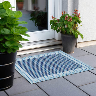 Piper Looms Chantille Stripes ACN1407 Sky Machine Washable Area Rug Scatter Outdoor Lifestyle Image Feature