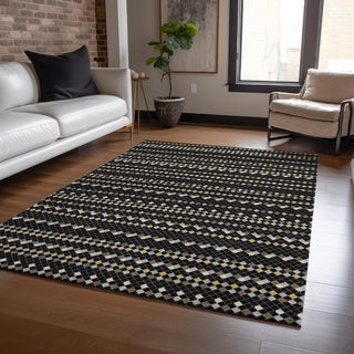 Piper Looms Chantille Stripes ACN1409 Black Machine Washable Area Rug Lifestyle Image Feature