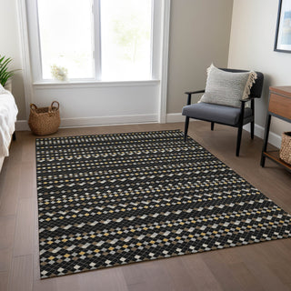 Piper Looms Chantille Stripes ACN1409 Black Machine Washable Area Rug Lifestyle Image Feature