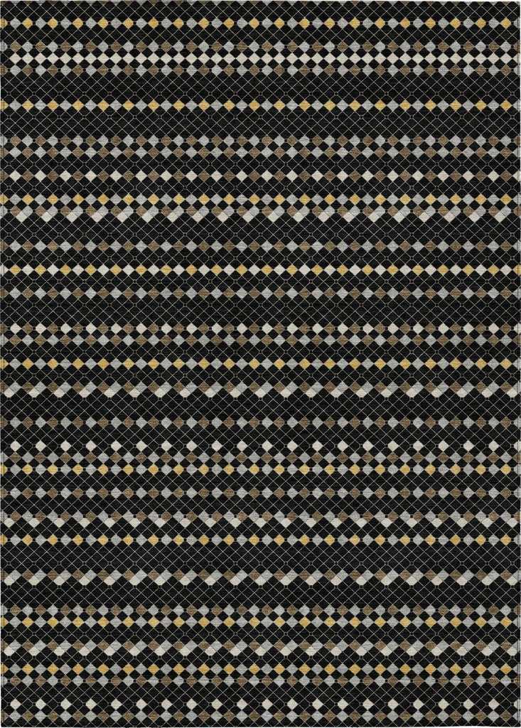 Piper Looms Chantille Stripes ACN1409 Black Machine Washable Area Rug main image