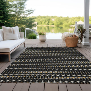 Piper Looms Chantille Stripes ACN1409 Black Machine Washable Area Rug Outdoor Lifestyle Image Feature