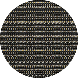 Piper Looms Chantille Stripes ACN1409 Black Machine Washable Area Rug Round Main Image