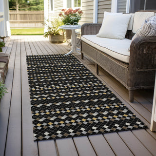Piper Looms Chantille Stripes ACN1409 Black Machine Washable Area Rug Runner Outdoor Lifestyle Image Feature