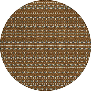 Piper Looms Chantille Stripes ACN1410 Brown Machine Washable Area Rug Round Main Image