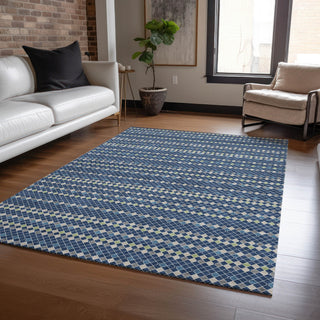 Piper Looms Chantille Stripes ACN1414 Navy Machine Washable Area Rug Lifestyle Image Feature