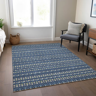 Piper Looms Chantille Stripes ACN1414 Navy Machine Washable Area Rug Lifestyle Image Feature