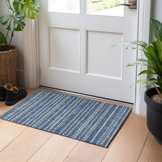 Piper Looms Chantille Stripes ACN1414 Navy Machine Washable Area Rug Scatter Lifestyle Image Feature