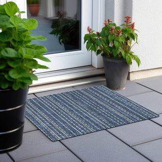 Piper Looms Chantille Stripes ACN1414 Navy Machine Washable Area Rug Scatter Outdoor Lifestyle Image Feature
