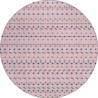 Piper Looms Chantille Stripes ACN1415 Pink Machine Washable Area Rug Round Main Image