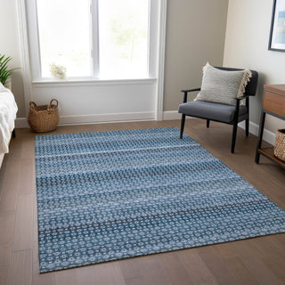 Piper Looms Chantille Stripes ACN1420 Denim Machine Washable Area Rug Lifestyle Image Feature