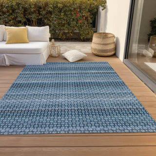 Piper Looms Chantille Stripes ACN1420 Denim Machine Washable Area Rug Outdoor Lifestyle Image Feature