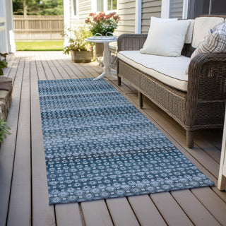Piper Looms Chantille Stripes ACN1420 Denim Machine Washable Area Rug Runner Outdoor Lifestyle Image Feature