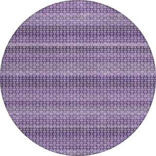 Piper Looms Chantille Stripes ACN1423 Lavender Machine Washable Area Rug Round Main Image