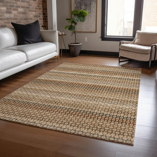 Piper Looms Chantille Stripes ACN1426 Taupe Machine Washable Area Rug Lifestyle Image Feature