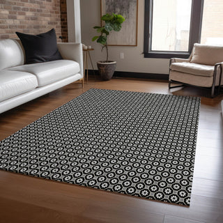 Piper Looms Chantille Lattice ACN1429 Black Machine Washable Area Rug Lifestyle Image Feature