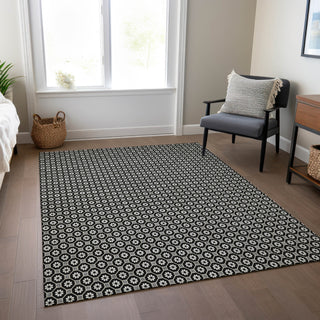 Piper Looms Chantille Lattice ACN1429 Black Machine Washable Area Rug Lifestyle Image Feature
