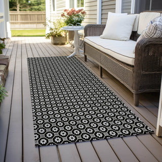 Piper Looms Chantille Lattice ACN1429 Black Machine Washable Area Rug Runner Outdoor Lifestyle Image Feature