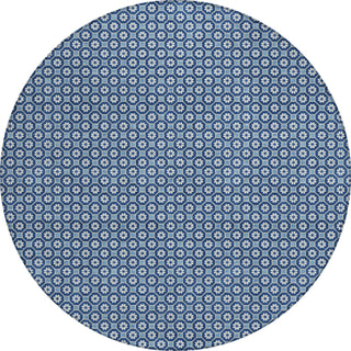 Piper Looms Chantille Lattice ACN1430 Blue Machine Washable Area Rug Round Main Image