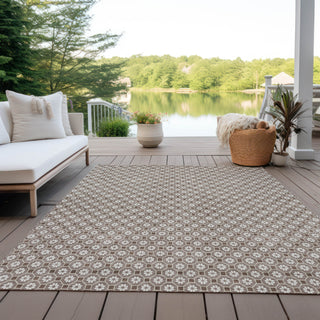 Piper Looms Chantille Lattice ACN1435 Taupe Machine Washable Area Rug Outdoor Lifestyle Image Feature
